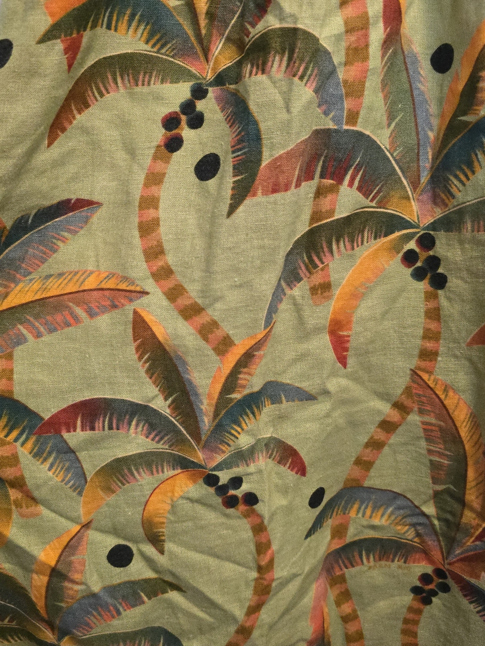 FARM Rio 100% Linen Palm-Print Maxi Dress with Smocked Back and Spaghetti Straps - Picture 3 of 8